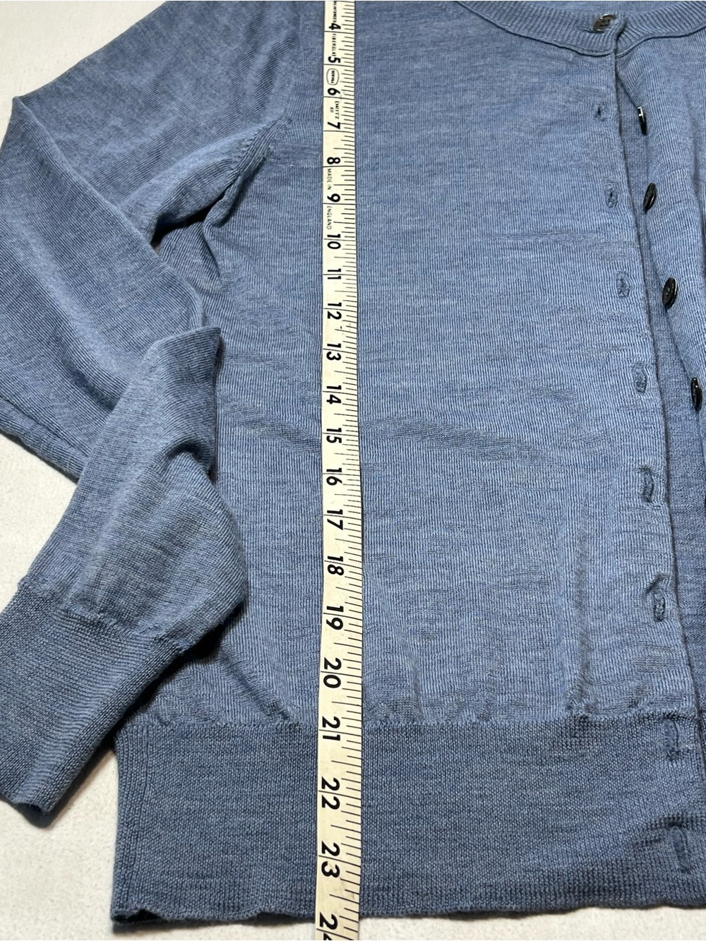 J. Crew 100% Merino Wool Dusty Blue Lightweight Button-Front Cardigan-Sz Medium - Picture 7 of 8
